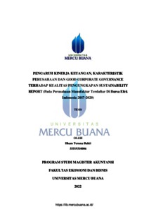 PENGARUH KINERJA KEUANGAN, KARAKTERISTIK PERUSAHAAN DAN GOOD CORPORATE ...